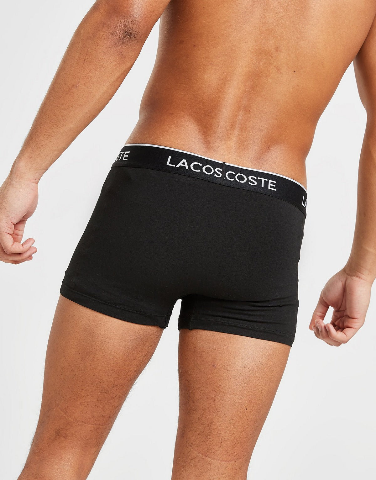 Paquete de 3 Boxer Briefs Lacoste 🐊 Tela algodón stretch color blanco, gris y negro Talla M