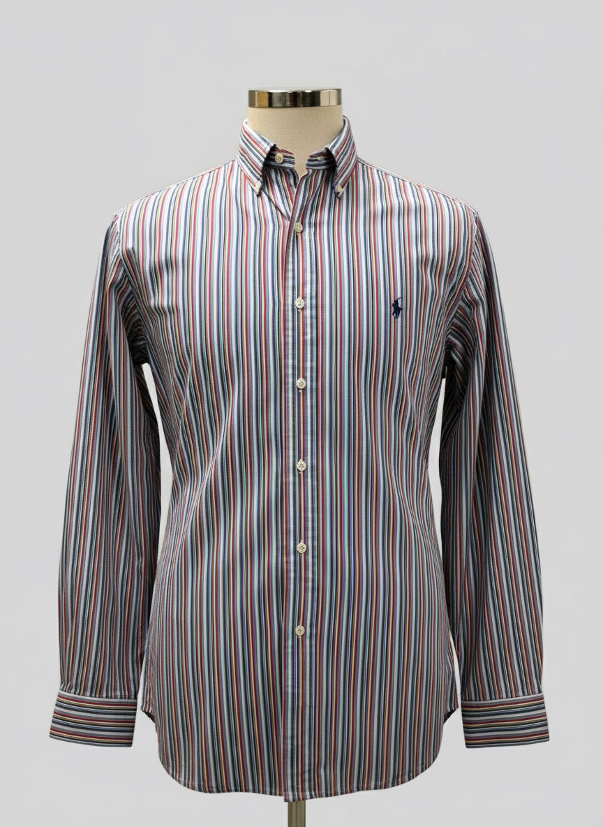 Camisa Polo Ralph Lauren 🏇🏼 de rayas en color rojo, azul y blanco Talla L Entalle Clásico