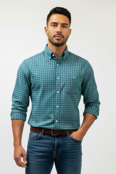 Camisa de botones Vineyard Vines 🐳 de cuadros en color verde y azul Talla S entalle clásico