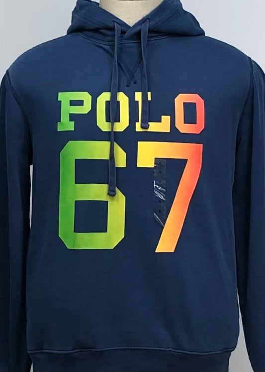 Sudadera Hoodie Polo Ralph Lauren 🏇🏼 color azul grisáceo y logo Polo 67 multicolor Talla S