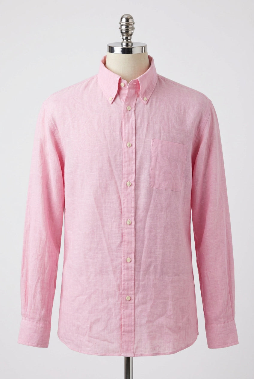 Camisa Brooks Brothers 🐑 De lino color rosado claro Talla XXL Entalle Regular