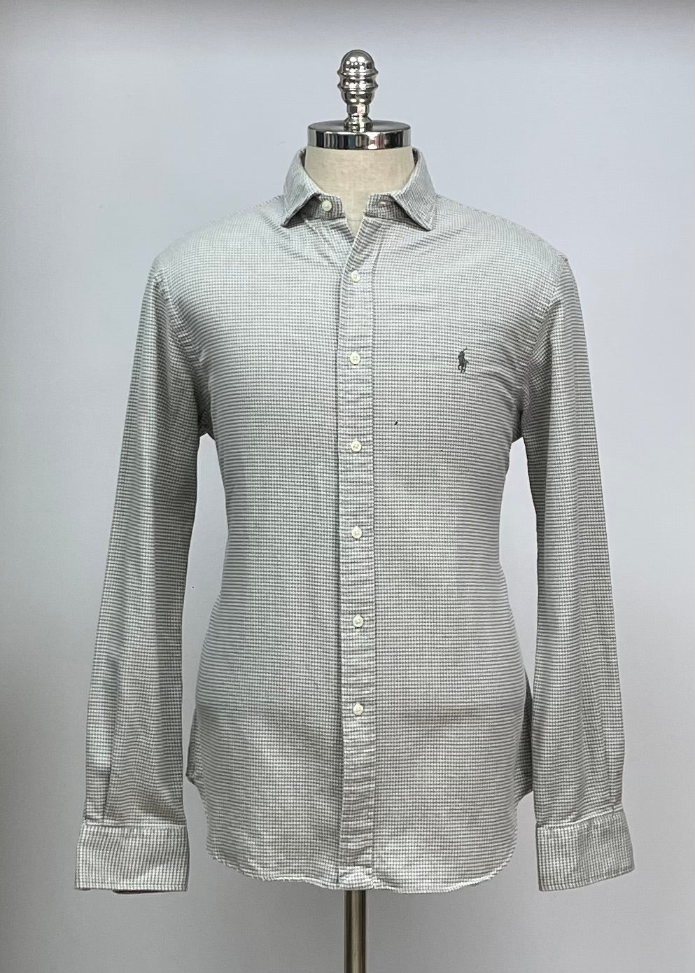 Camisa de botones Polo Ralph Lauren 🏇🏼 de cuadros finos en color gris claro y blanco Talla L Entalle Slim Fit