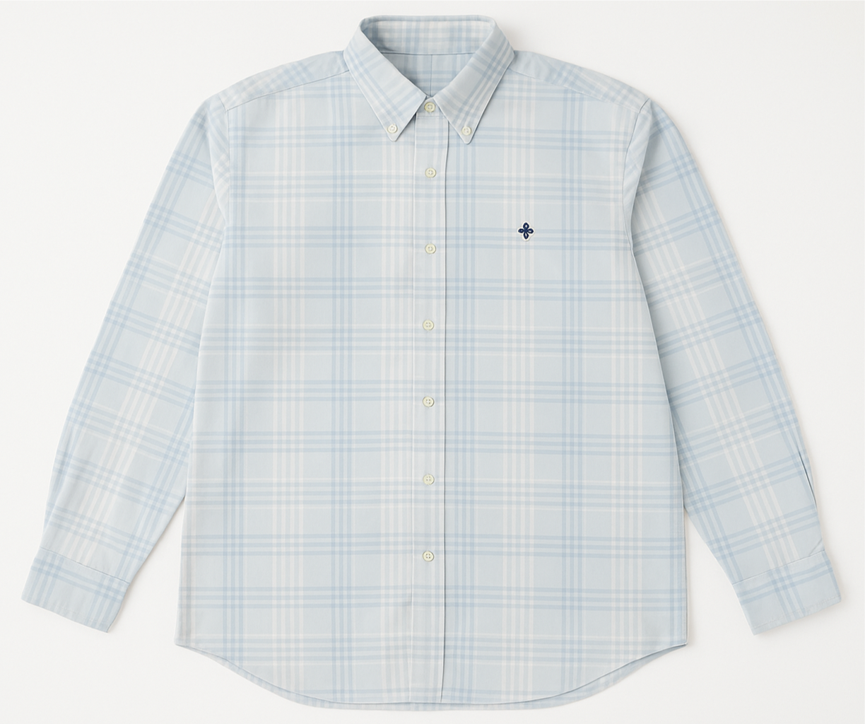 Camisa Brooks Brothers 🐑 color blanco con cuadros tartán en celeste Talla XXL Entalle Regular
