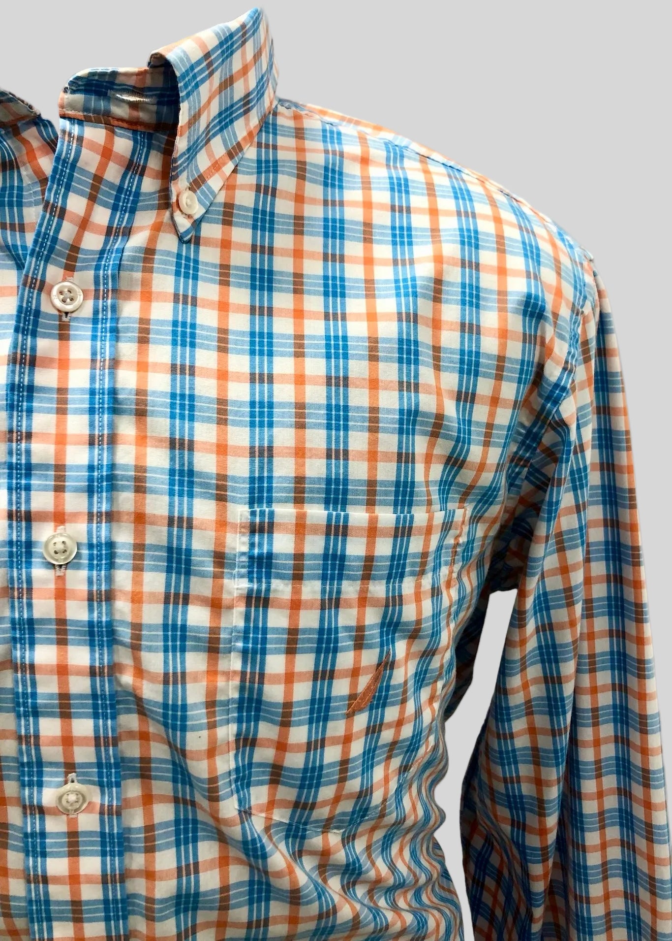 Camisa de botones Nautica ⚓️ de cuadros en color naranja, azul y blanco Talla L Entalle Clásico