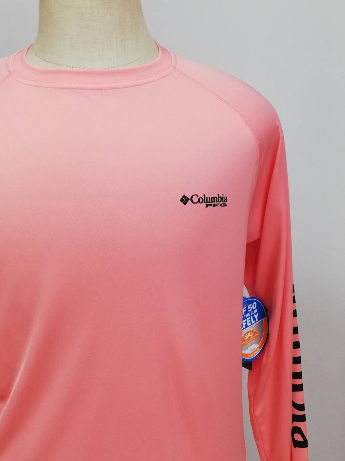 Camiseta cuello redondo Columbia 🔷 color rosado claro manga larga Talla S