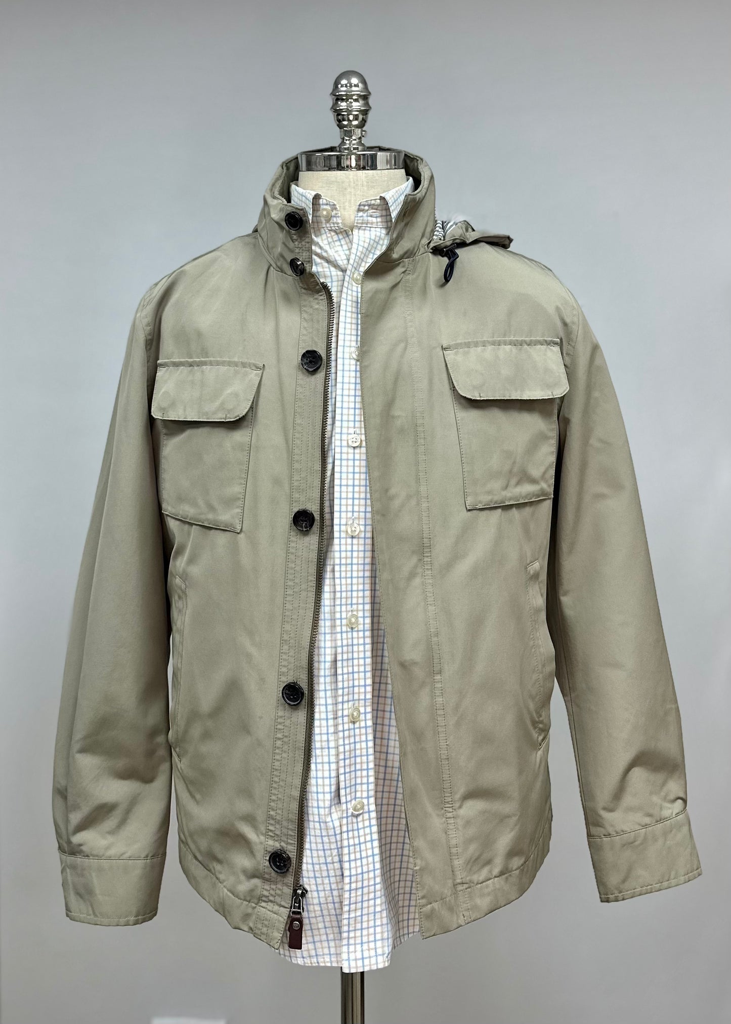 Chaqueta con capucha Brooks Brothers 🐑 color beige Talla Medium