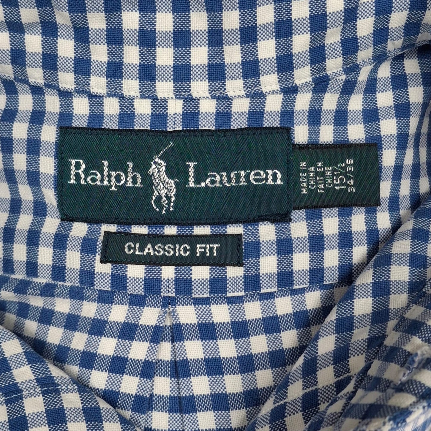 Camisa Polo Ralph Lauren 🏇🏼 Oxford con patron de cuadros gingham azul y blanco Talla M Entalle Clásico