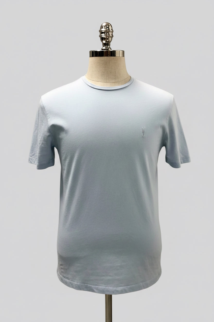 Camiseta cuello redondo AllSaints 🦌 color blanco y rayas en color celeste claro Talla M Entalle Regular