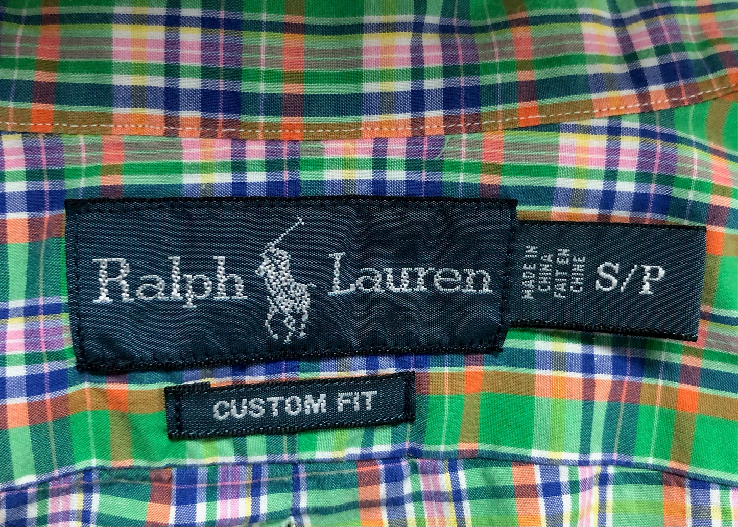 Camisa Polo Ralph Lauren 🏇🏼 con patron de cuadro verde, azul y blanco Talla S Entalle Custom Fit