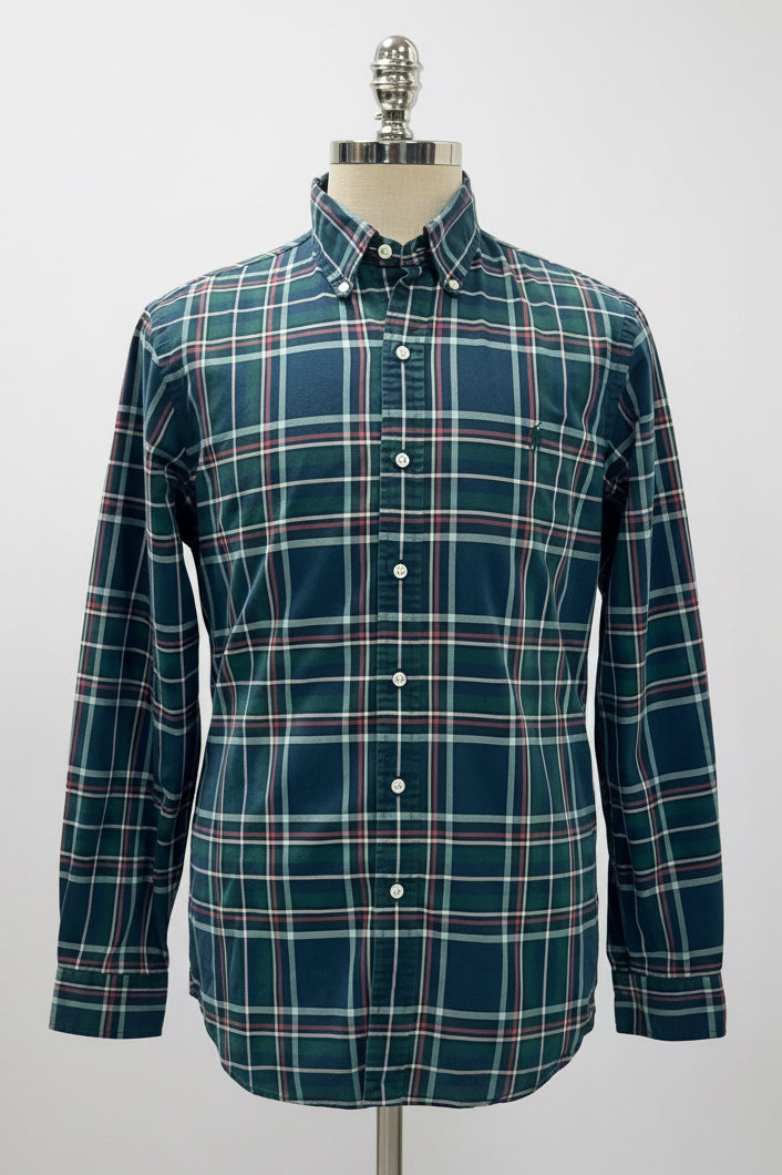 Camisa Polo Ralph Lauren 🏇🏼 de cuadros tartán en color verde oscuro, rojo y amarillo Talla L Entalle Regular