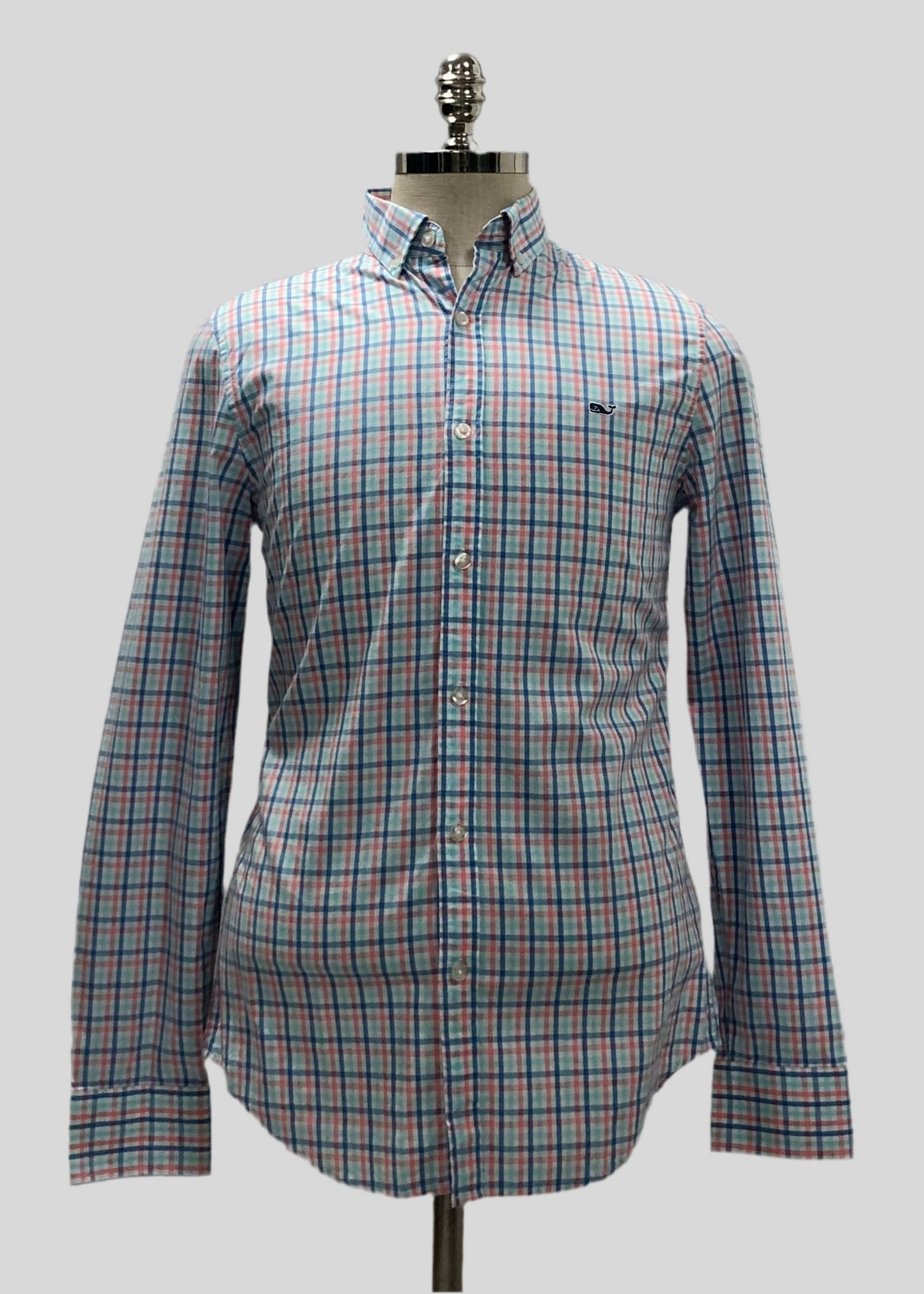 Camisa de botones Vineyard Vines 🐳 color blanco de cuadros en color celeste, azul y rosado Talla S Entalle Slim Fit