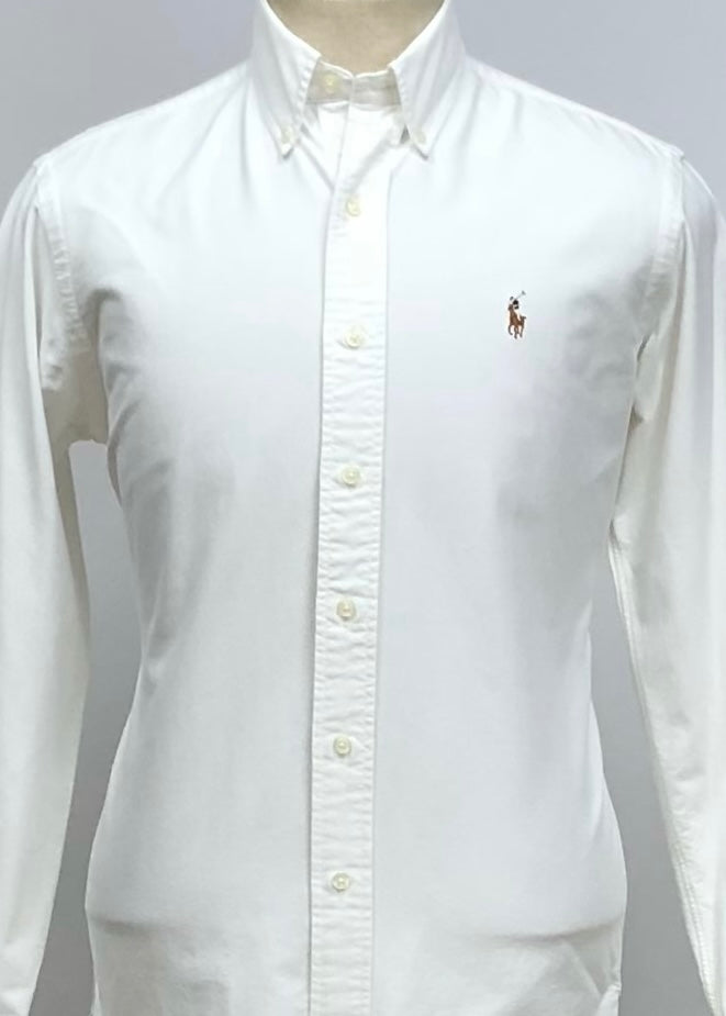 Camisa de botones Polo Ralph Lauren 🏇🏼 Oxford en color blanco Talla S Entalle Clásico