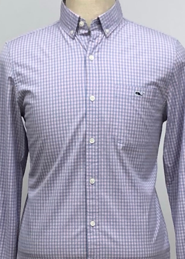 Camisa de botones Vineyard Vines 🐳 con patrón de cuadros en color rosado y celeste Talla S Entalle Slim Fit