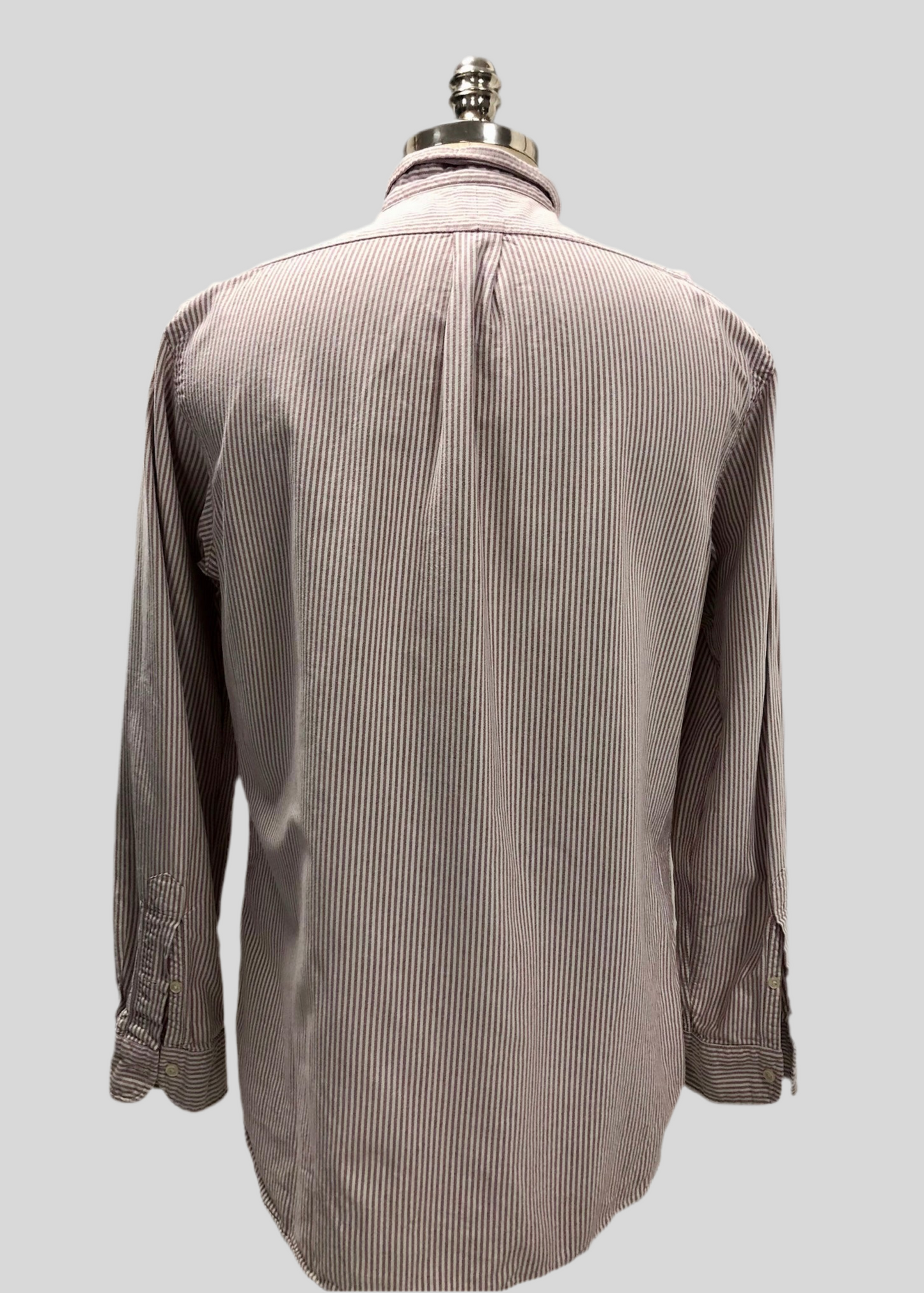 Camisa de botones Polo Ralph Lauren 🏇🏼 Oxford color blanco con rayas en rosado oscuro Talla L Entalle Custom Fit