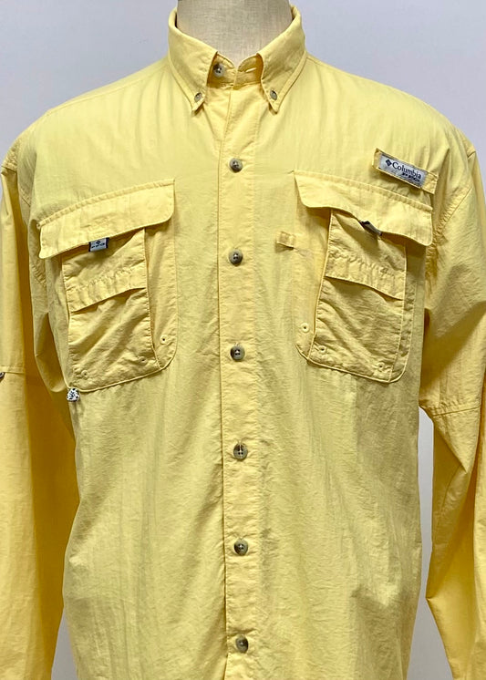 Camisa Columbia 🔹color amarillo claro con Omni Shade Manga larga Talla M (ver descripción)