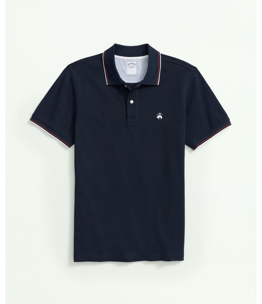 Camiseta Polo Brooks Brothers 🐑 color azul navy con diseño en cuello Talla XXL Entalle Slim Fit