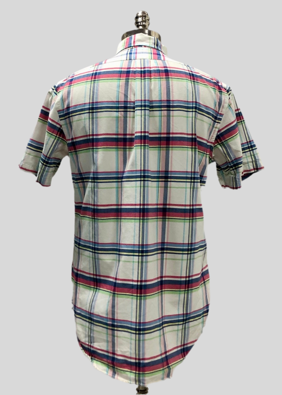 Camisa Polo Ralph Lauren 🏇🏼 Oxford blanco de cuadros en color azul, verde y rosado Talla M Entalle Regular