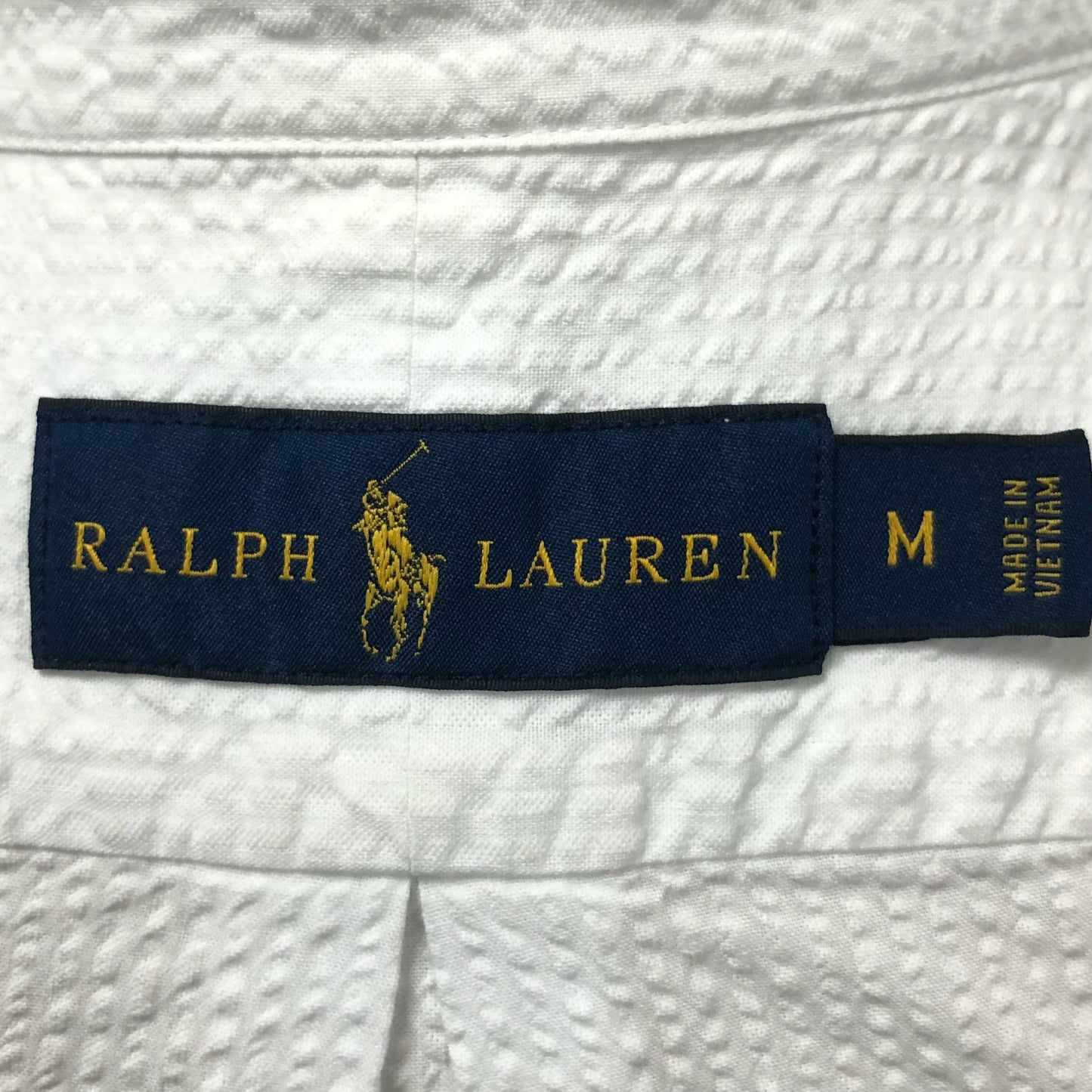 Camisa Polo Ralph Lauren 🏇🏼 Color blanco Seersucker Talla M Entalle Regular