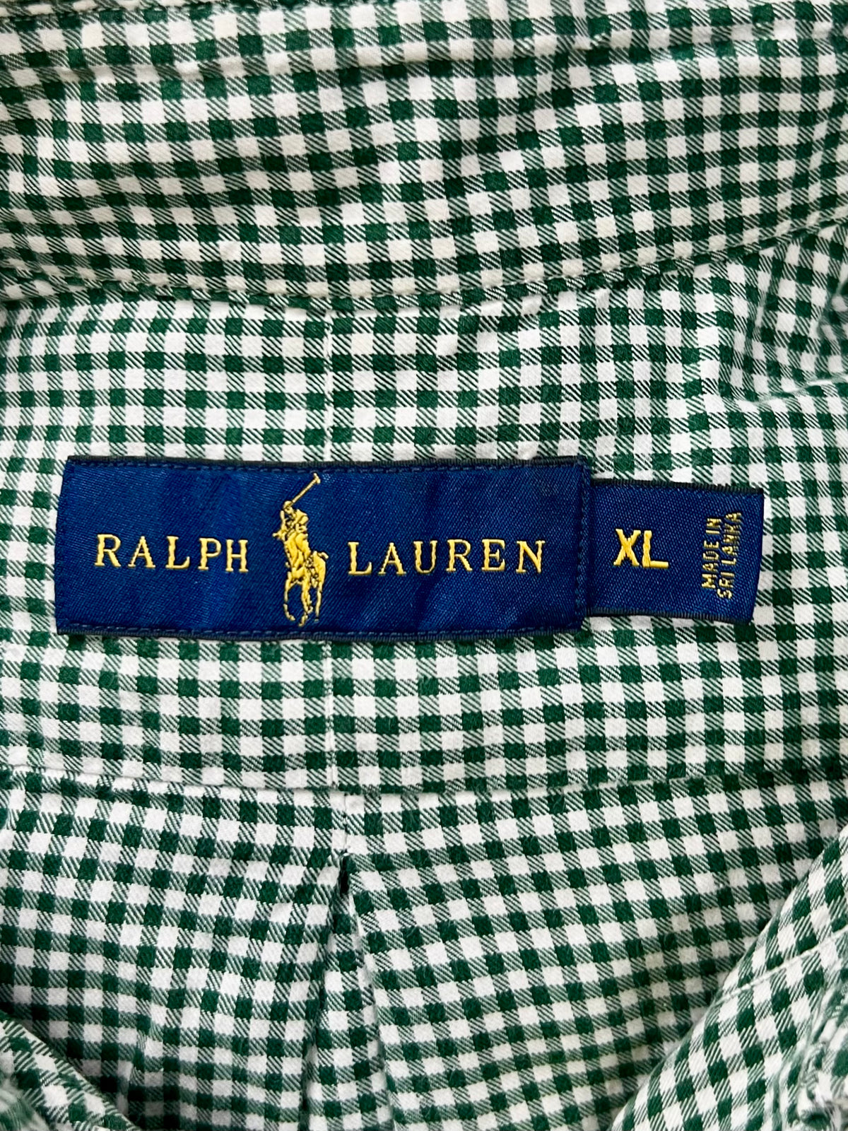 Camisa de botones Polo Ralph Lauren 🏇🏼 con patrón de cuadros gingham verde oscuro y blanco Talla XL Entalle Regular