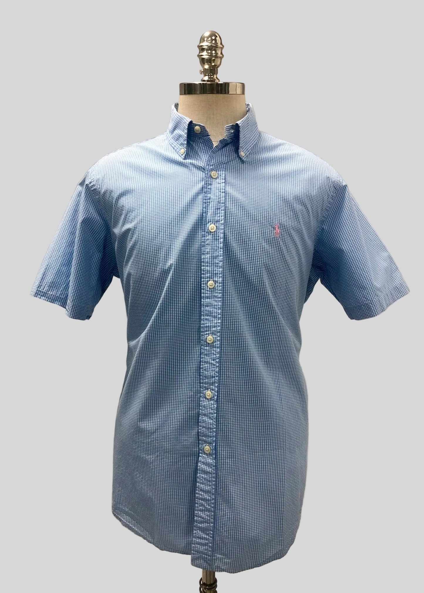 Camisa de botones Polo Ralph Lauren 🏇🏼 de cuadros gingham celeste y blanco Talla L Entalle Regular