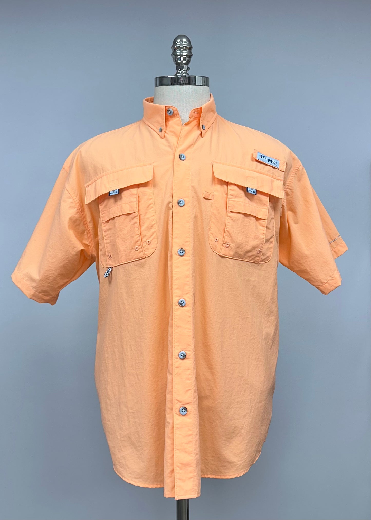 Camisa Columbia 🔹color naranja claro con Omni Shade Manga corta Talla M