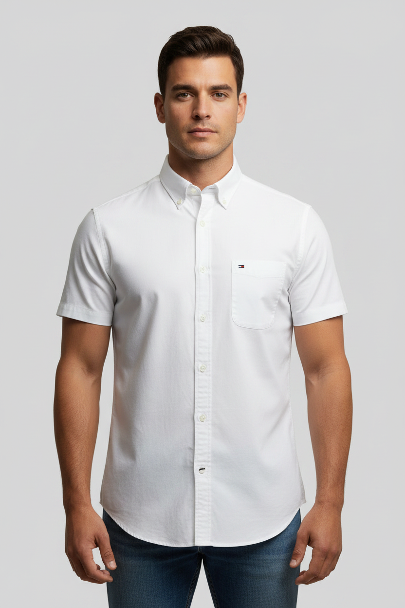 Camisa de botones Tommy Hilfiger 🇺🇸 en color blanco Talla M Entalle Clásico