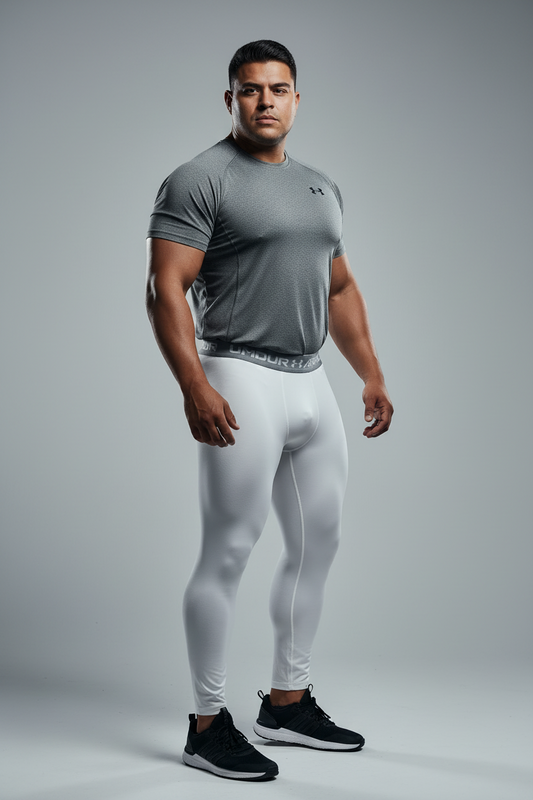 Mallas de entrenamiento Under Armour 🏋🏽 Pro Dri-FIT para hombre en Color blanco y cintura gris Talla XXL