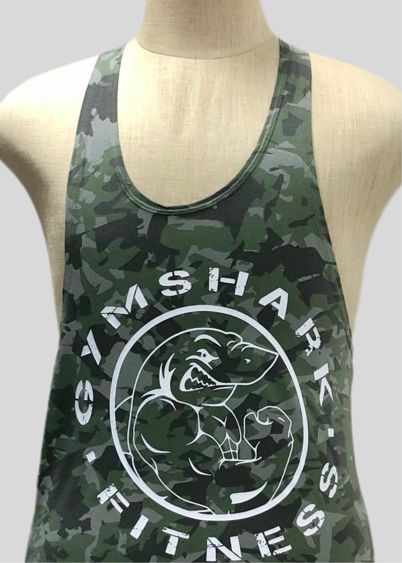 Camiseta de entrenamiento sin mangas Gymshark 🏋🏽 Diseño de camuflaje en color verde y gris Talla S