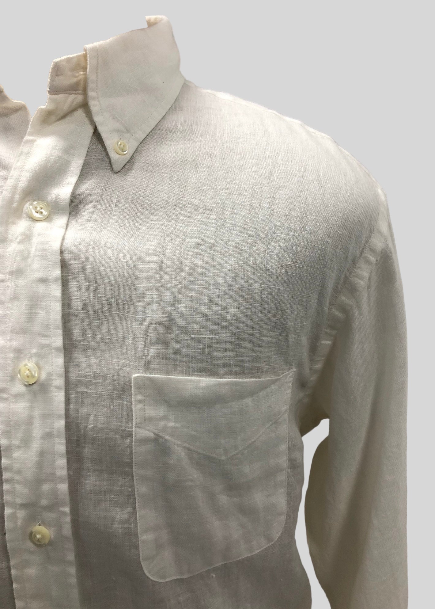 Camisa Brooks Brothers 🐑 De lino color blanco Talla L Entalle Regular