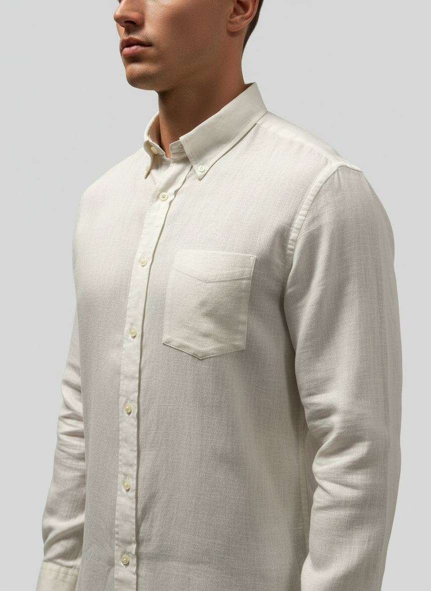 Camisa Brooks Brothers 🐑 De lino color blanco Talla L Entalle Regular