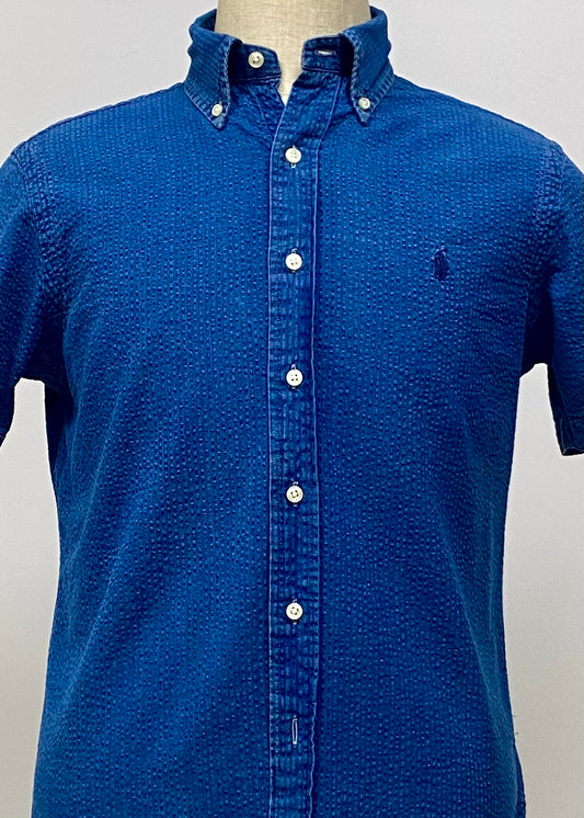 Camisa Polo Ralph Lauren 🏇🏼 Color azul navy Seersucker Talla S Entalle Clásico