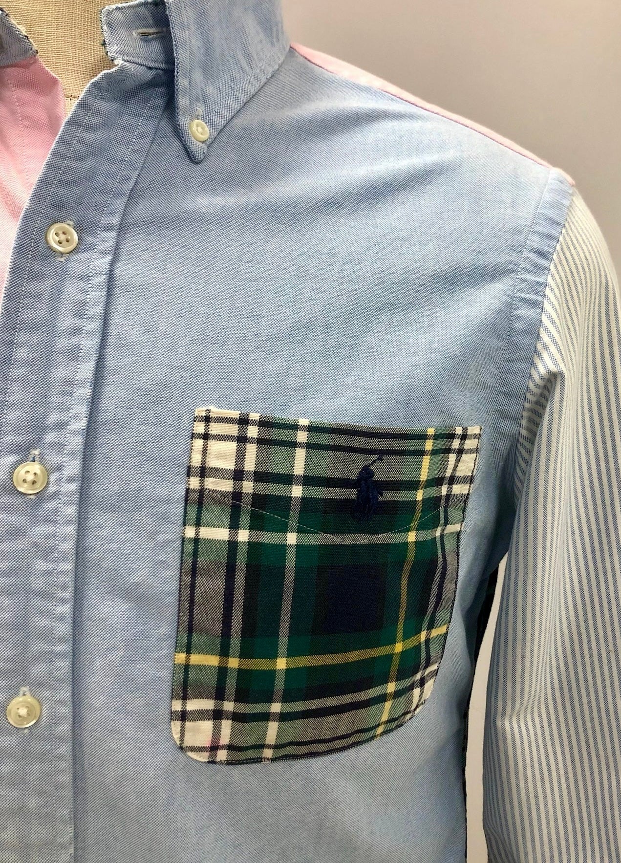 Camisa Polo Ralph Lauren 🏇🏼 Modelo University Oxford de rayas y cuadros multicolor Talla S Entalle Clásico