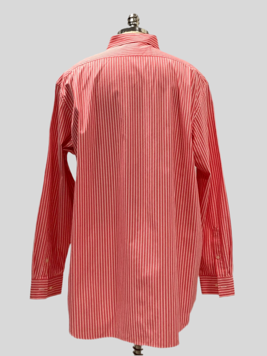 Camisa de botones Lacoste 🐊 de rayas en Salmon y blanco Talla XXL Entalle Regular