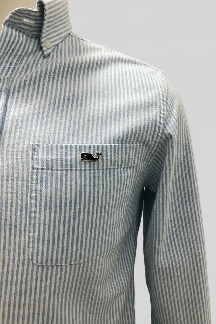 Camisa de botones Vineyard Vines 🐳 Oxford de rayas en color celeste y blanco Talla S Entalle Slim Fit (ver descripción)