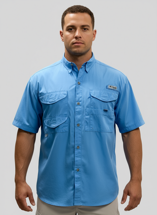 Camisa Columbia 🔹Modelo Superhead color celeste con Omni Shade Manga corta Talla L