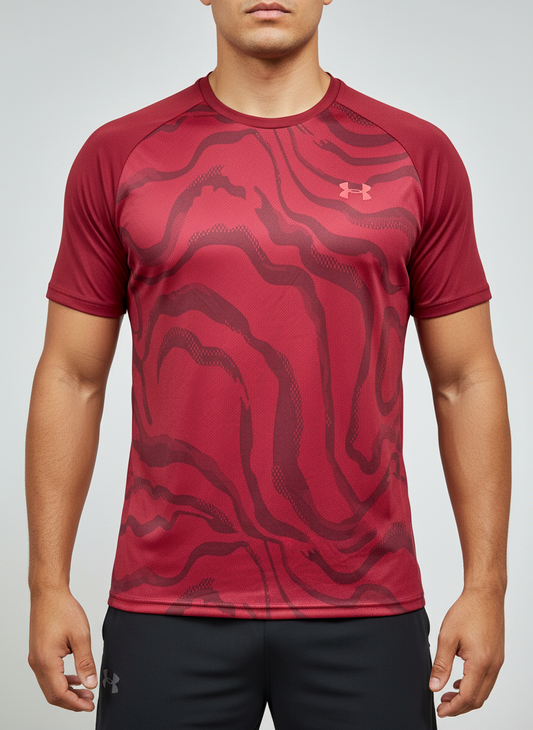 Camiseta de entrenamiento cuello redondo Under Armour 🏋🏽 color rojo oscuro manga corta Talla XL