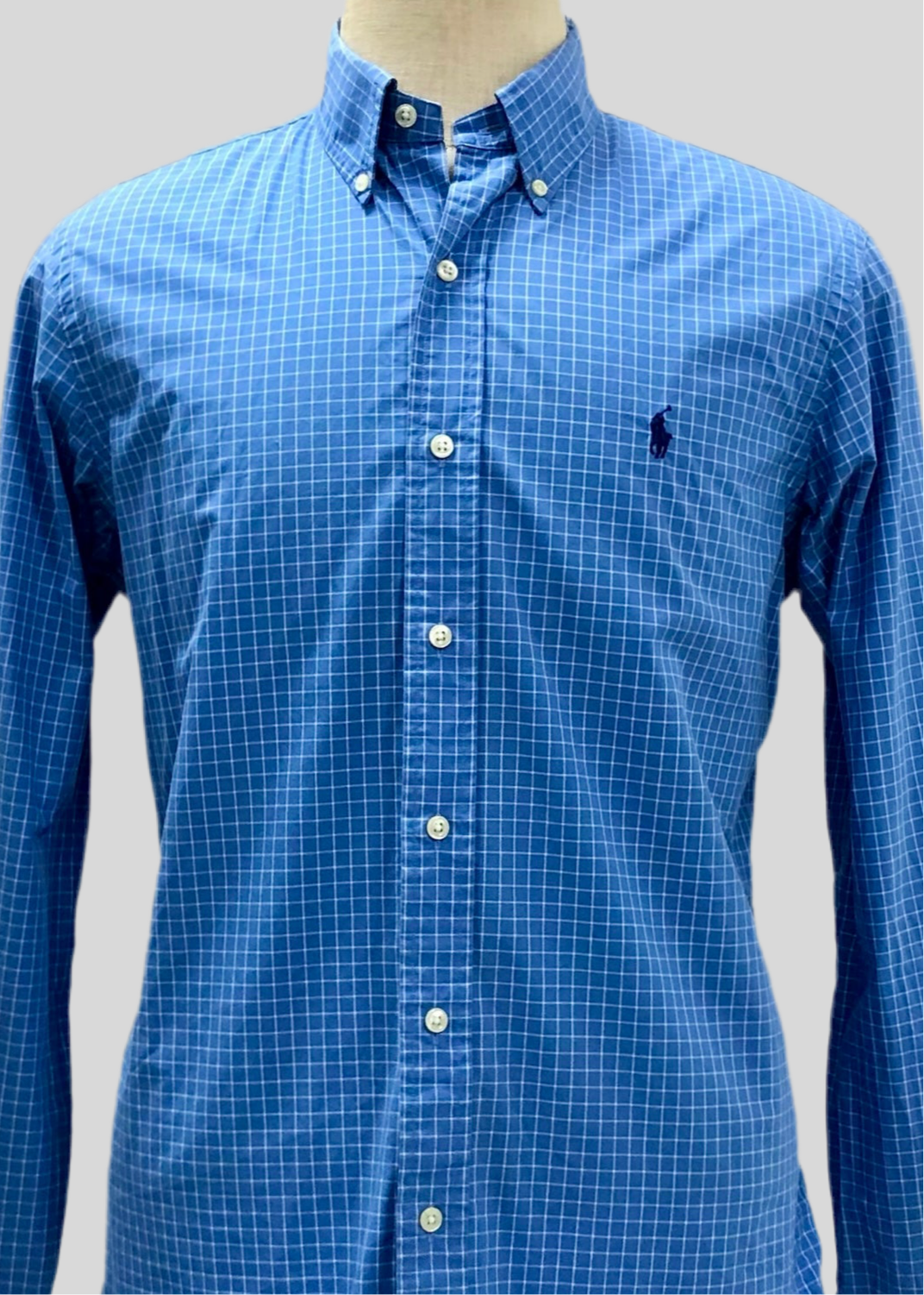 Camisa de botones Polo Ralph Lauren 🏇🏼 Color azul de cuadros en blanco Talla M Entalle Regular