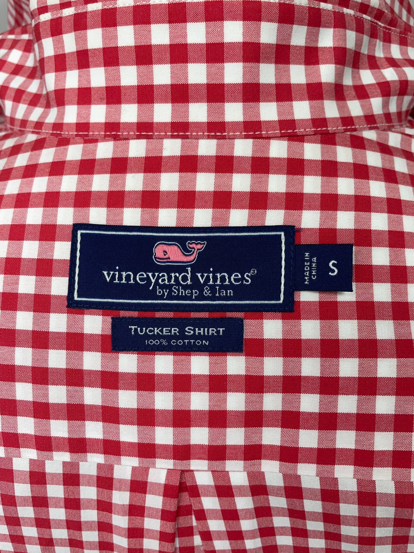 Camisa Vineyard Vines 🐳 con patron de cuadros gingham rojo y blanco Talla S Entalle Regular