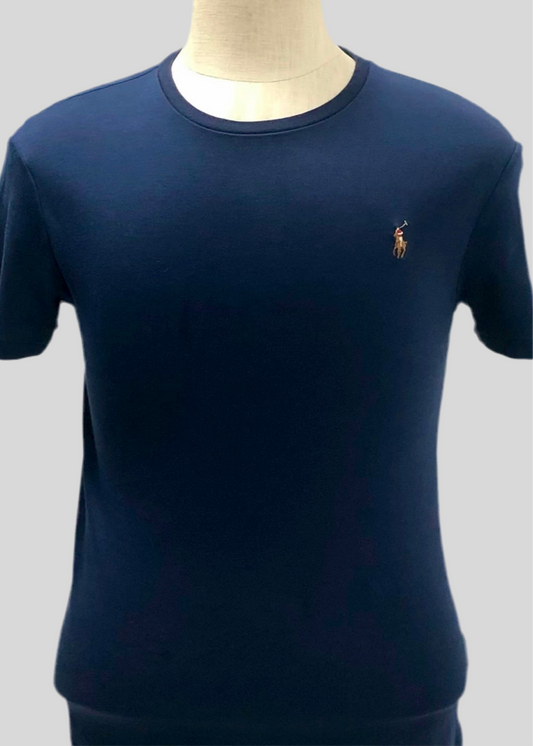Camiseta cuello Redondo Polo Ralph Lauren 🏇🏼 color azul navy manga corta Talla M Entalle Custom Slim Fit (ver descripción)