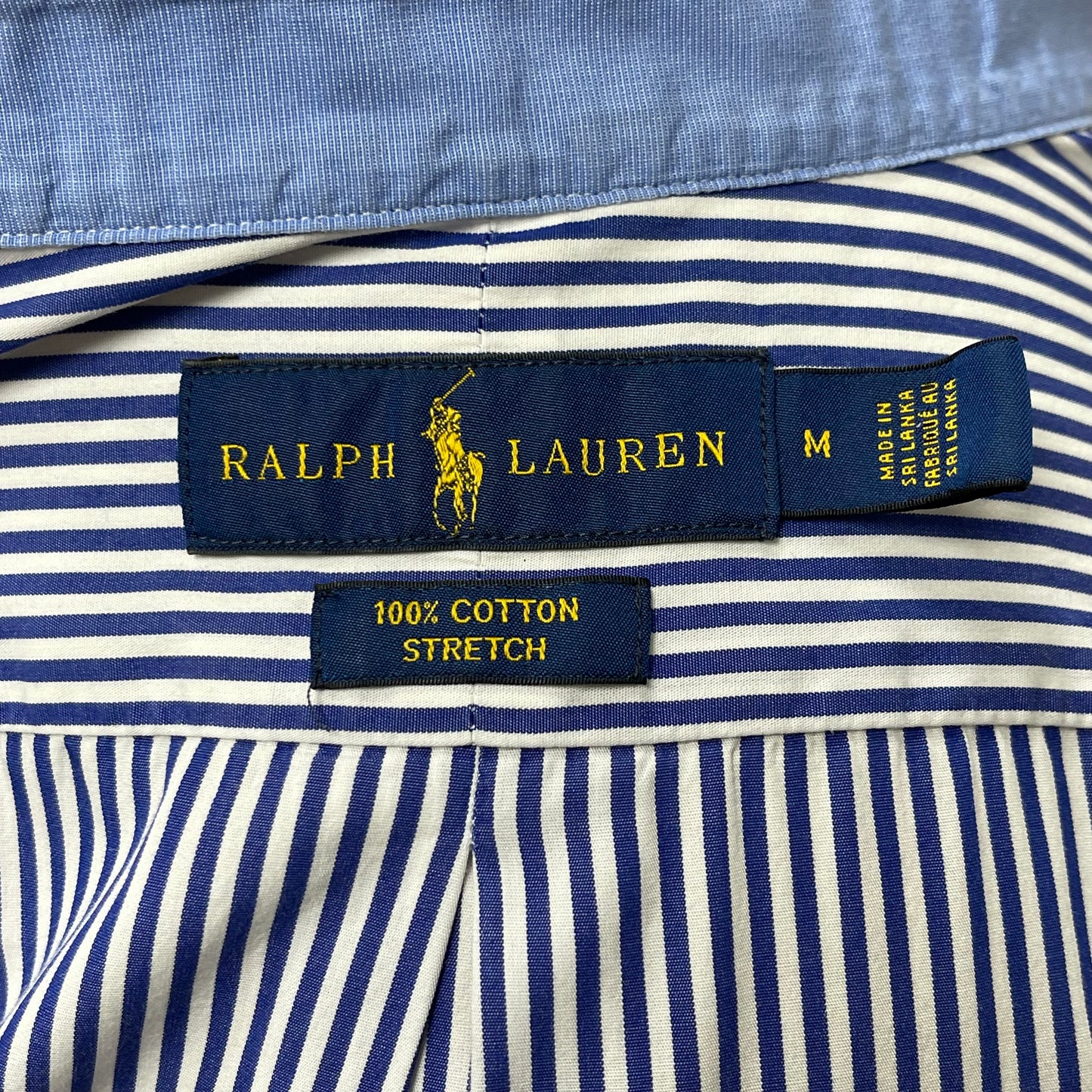 Camisa Polo Ralph Lauren 🏇🏼 con patron de rayas en color azul y blanco Talla M Entalle Regular (ver descripción)