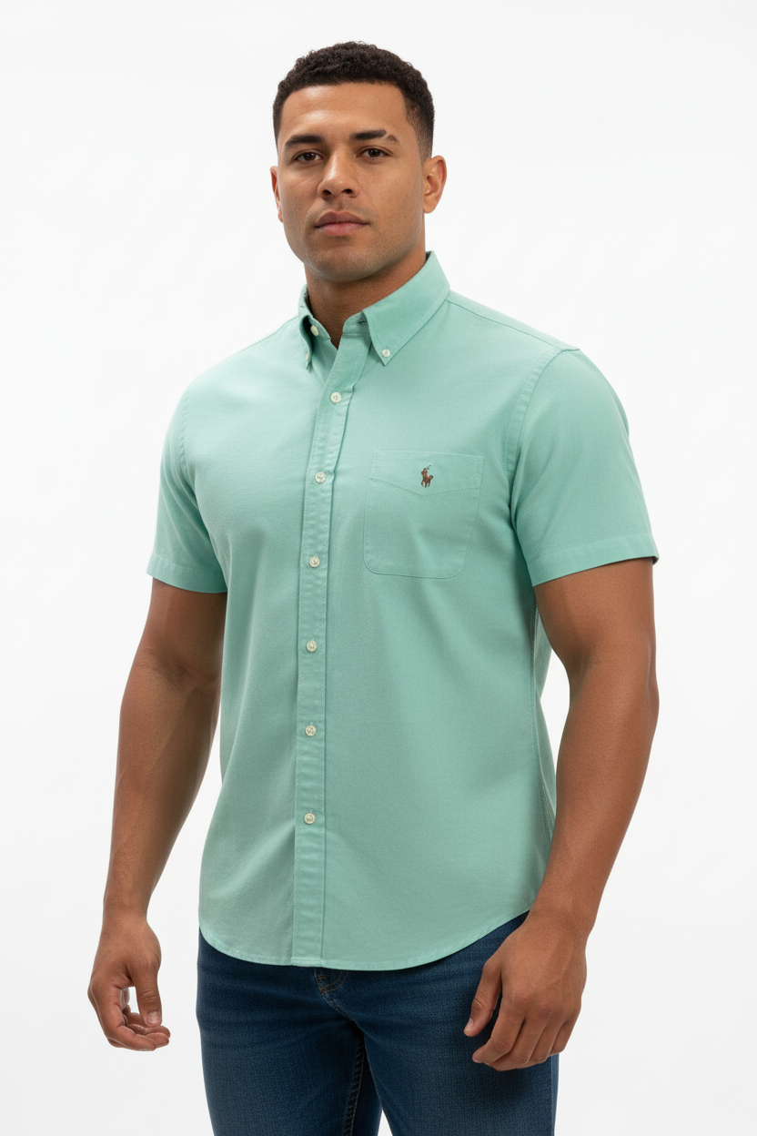 Camisa de botones Polo Ralph Lauren 🏇🏼 Oxford Color verde menta Talla XL Entalle Regular