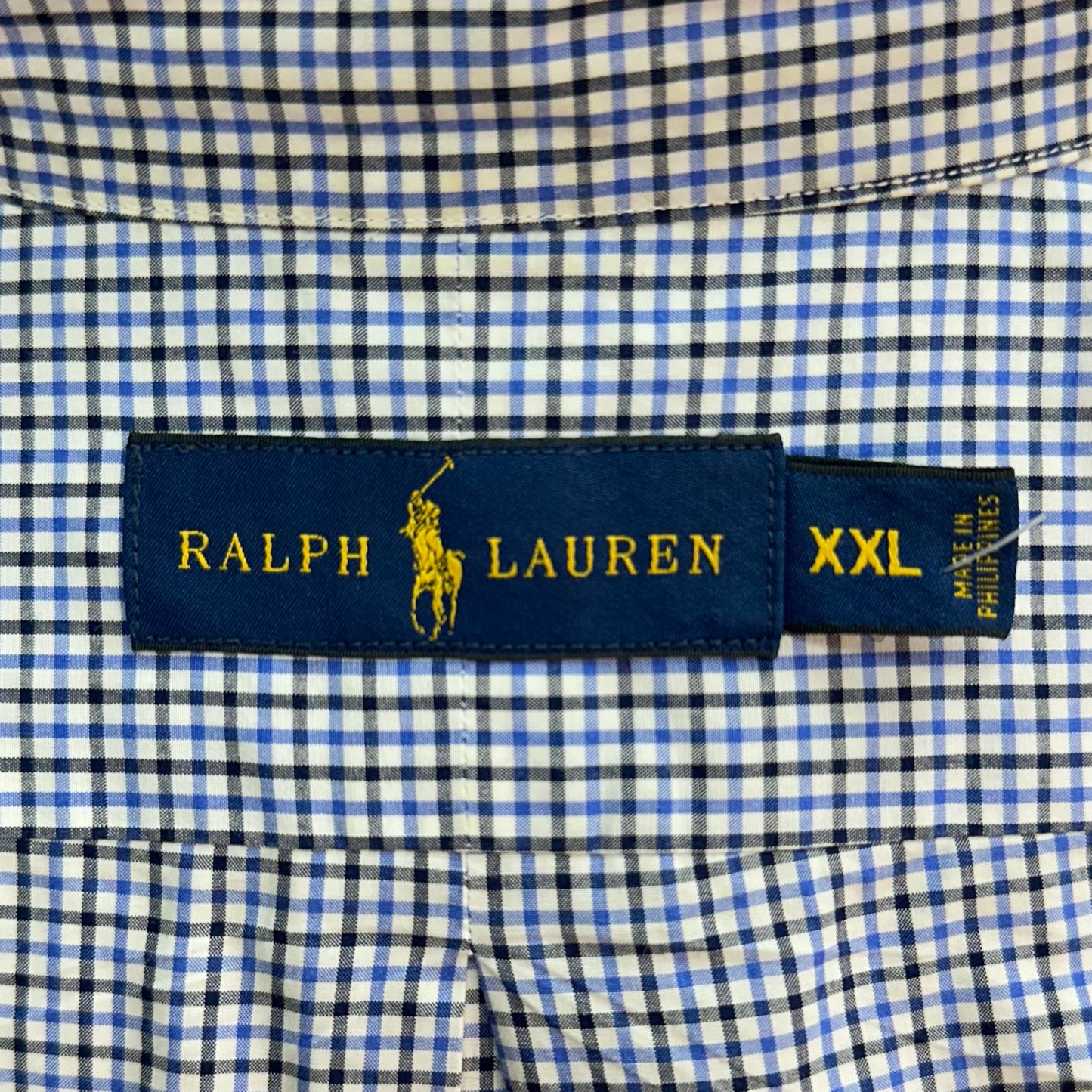 Camisa Polo Ralph Lauren 🏇🏼 de cuadros en color azul, negro y blanco Talla XXL Entalle Regular