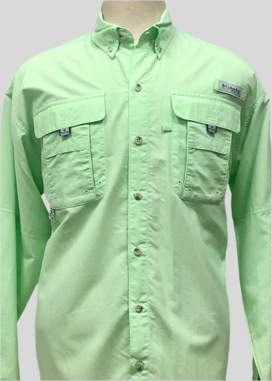 Camisa Columbia 🔹con bolsillo color verde claro con Omni Shade Talla M
