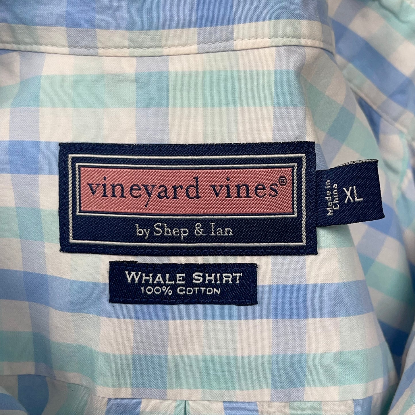 Camisa de botones Vineyard Vines 🐳 color blanco de cuadros en color celeste y turquesa Talla XXL Entalle Regular