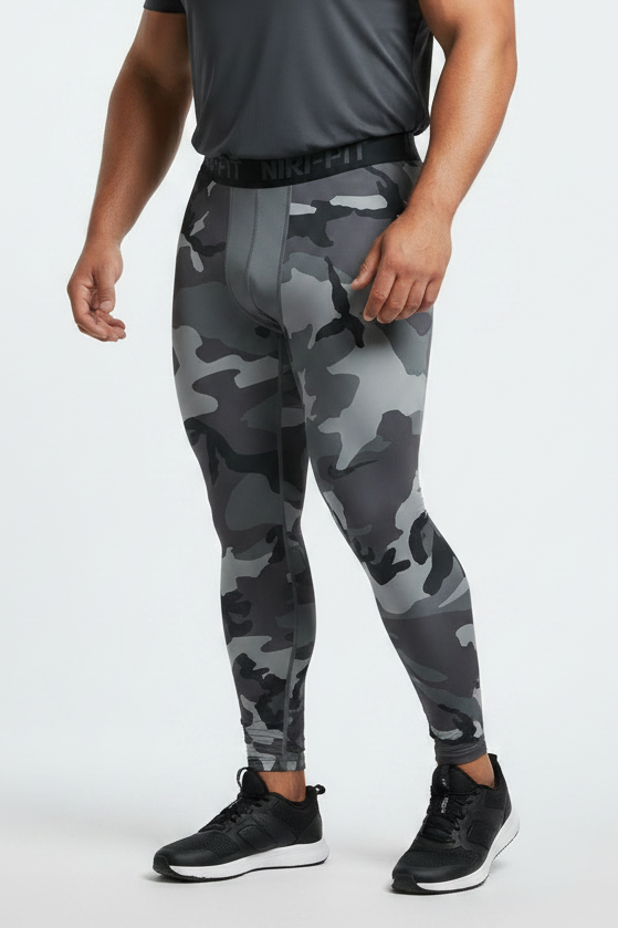 Malla de entrenamiento licra Nike ✔️ Pro Dri-FIT de 3/4 de largo de hombre con diseño de camuflaje en gris cintura gris oscuro Talla L