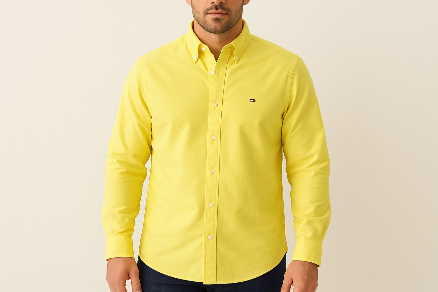 Camisa de botones Tommy Hilfiger 🇺🇸 en color amarillo Talla XL Entalle Custom Fit