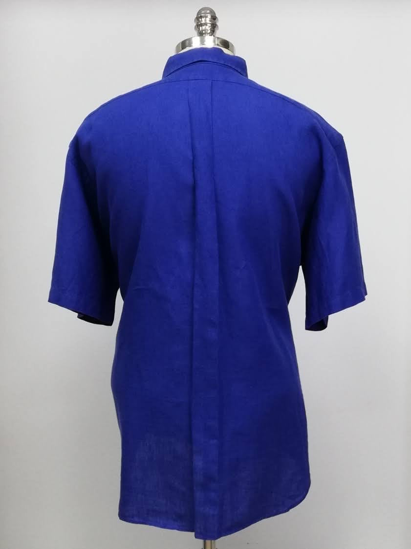 Camisa Polo Ralph Lauren 🏇🏼 de Lino en color azul intenso Talla XXL Entalle Clásico