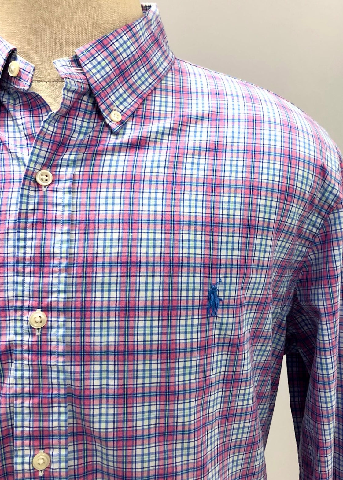 Camisa de botones Polo Ralph Lauren 🏇🏼 con patron de cuadros Rojo, azul y blanco Talla XL Entalle Slim Fit