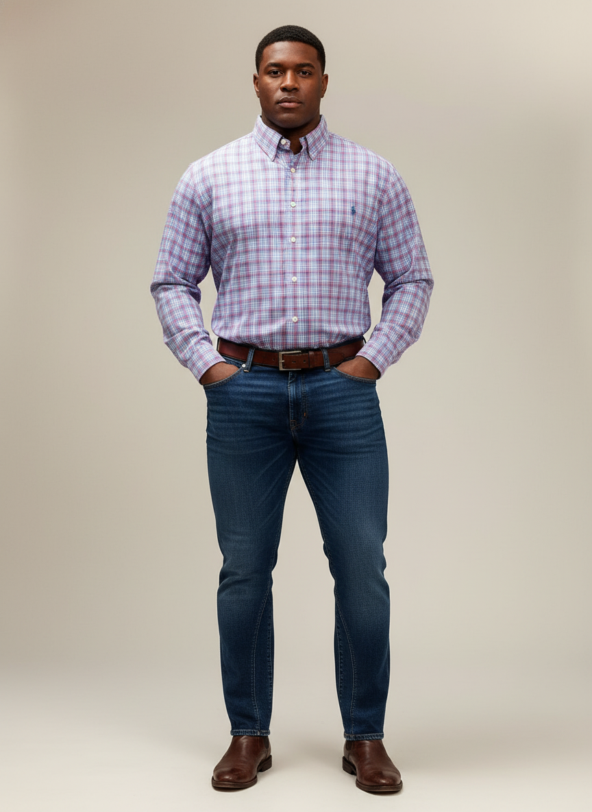 Camisa de botones Polo Ralph Lauren 🏇🏼 con patron de cuadros Rojo, azul y blanco Talla XL Entalle Slim Fit