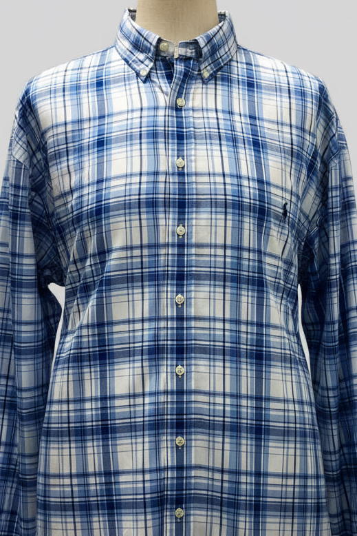 Camisa de botones Polo Ralph Lauren 🏇🏼 Color blanco de cuadros en color azul Talla 4XL Entalle Regular